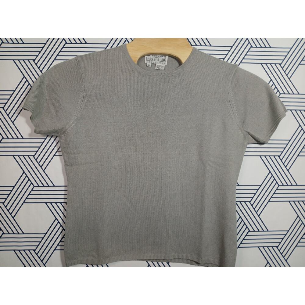 Saks Fifth Avenue Women's Short Sleeve Crewneck Sweater in Light Gray